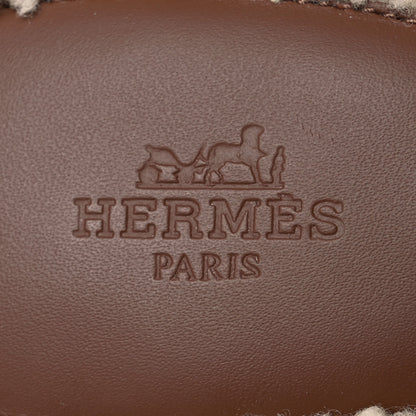 Hermes Suede Goatskin Shearling Mens Izmir Sandals 43 Marron Teck Ecru 9 of 9