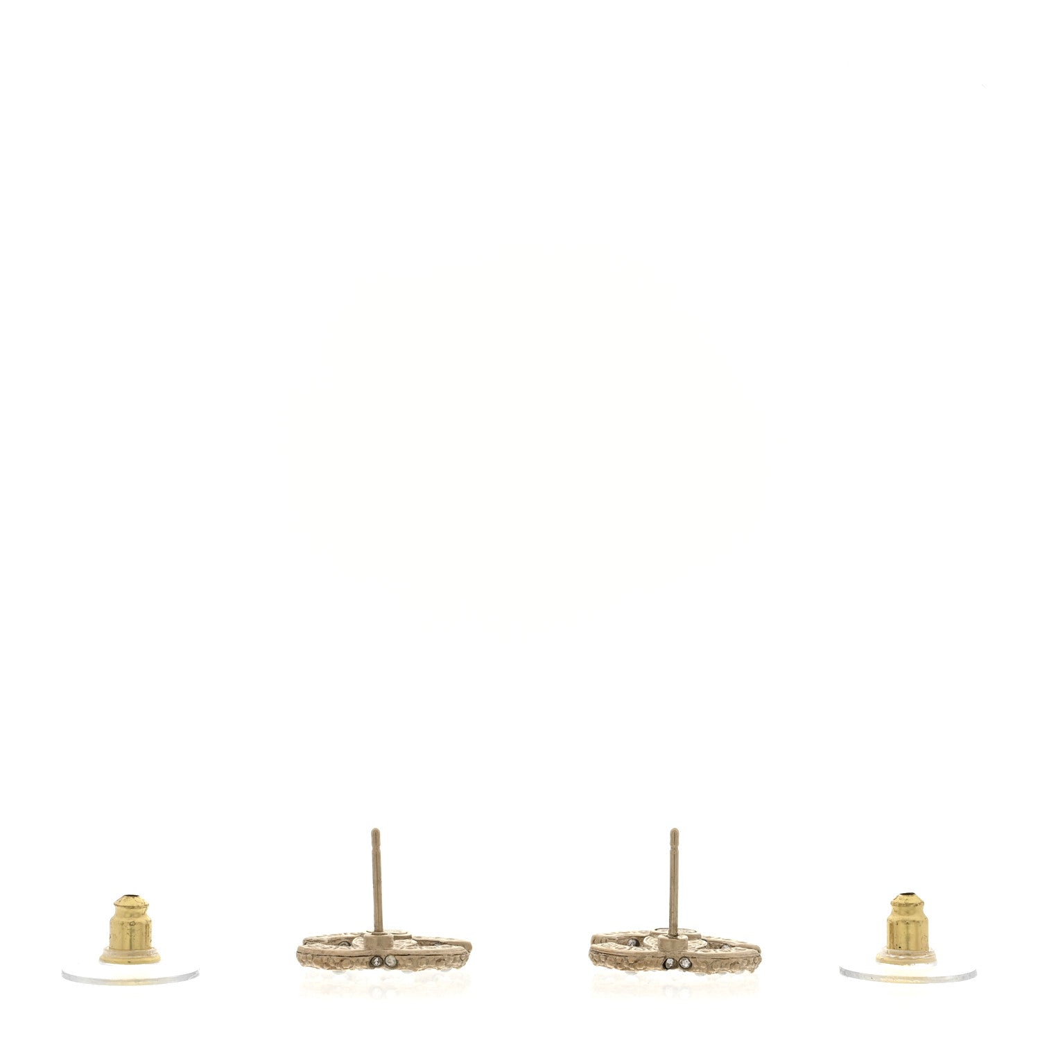 Chanel Pearl Crystal CC Earrings Light Gold 3 of 4