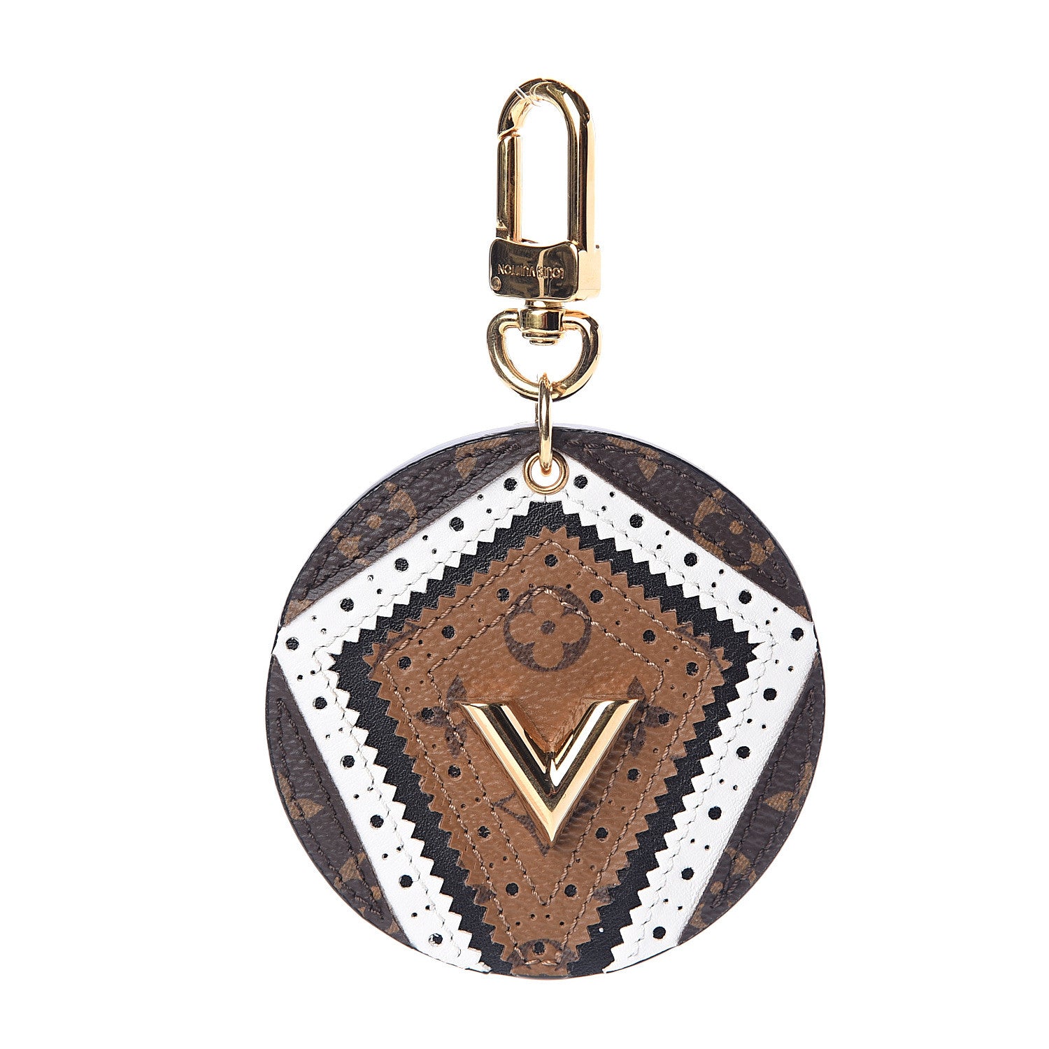 Louis Vuitton Monogram Brogue V Key Holder Bag Charm 1 of 2
