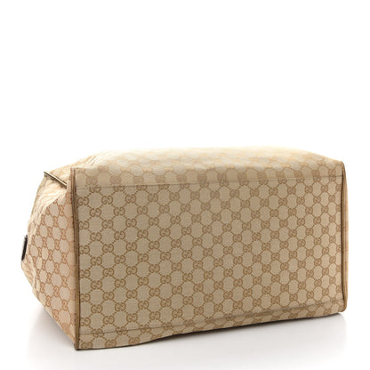 Gucci GG Monogram Web Medium Collapsible Carry On Duffle Beige Gold 4 of 10