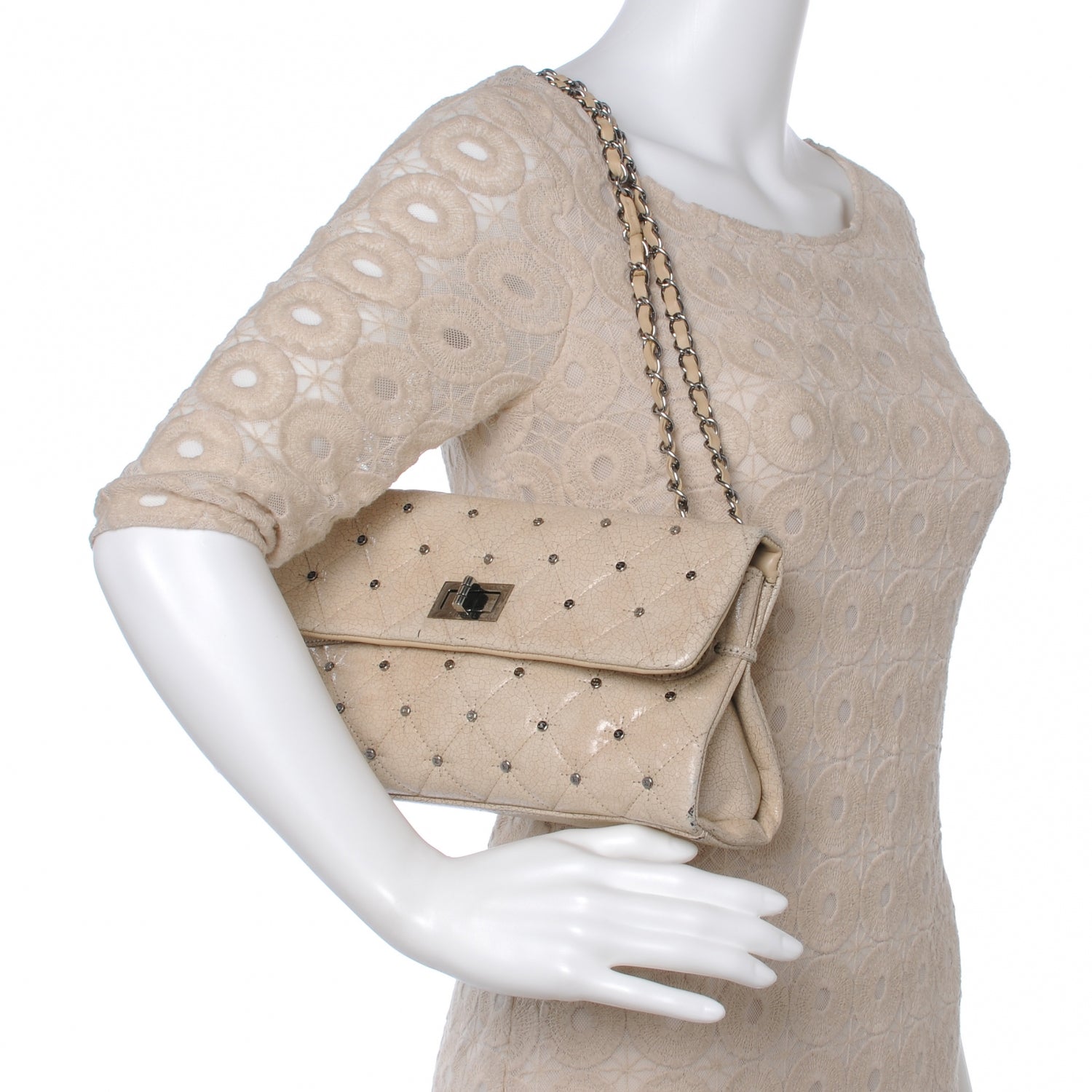 Chanel Glazed Crackled Calfskin Studded Mademoiselle Flap 2 of 8