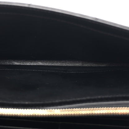 Saint Laurent Grain De Poudre Matelasse Chevron Monogram Chain Wallet Black 5 of 11