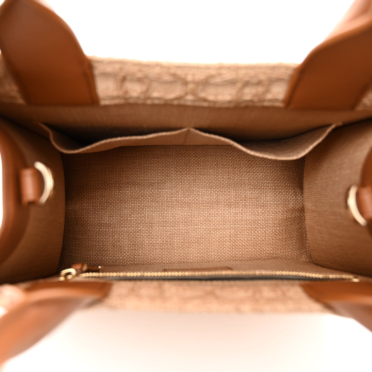 Raffia Macro Cannage Small Book Tote Natural