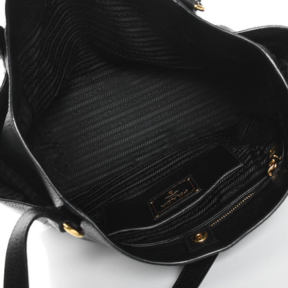 Prada Vitello Daino Side Pocket Shoulder Bag Black 5 of 11