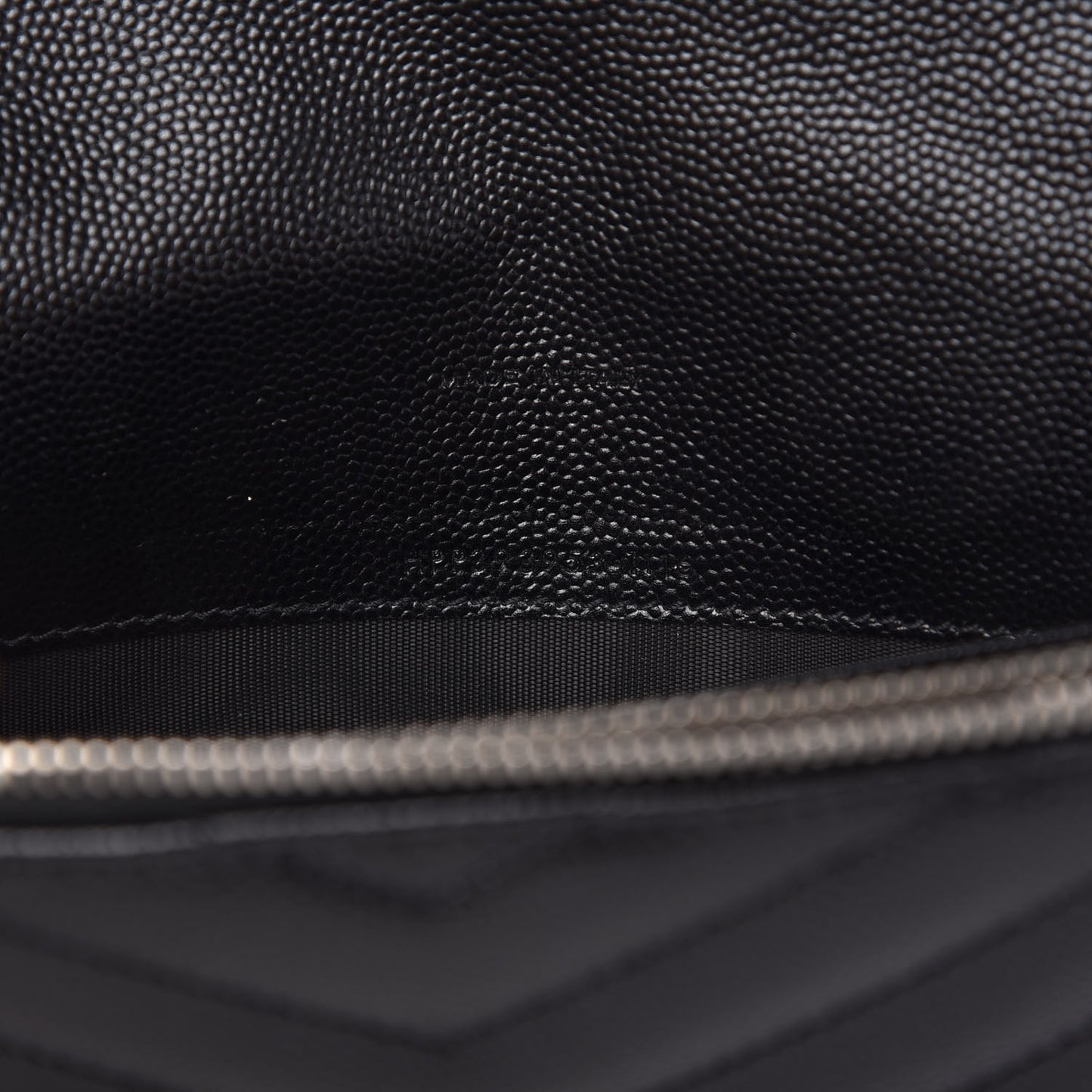 Grain De Poudre Matelasse Chevron Monogram Envelope Chain Wallet Black