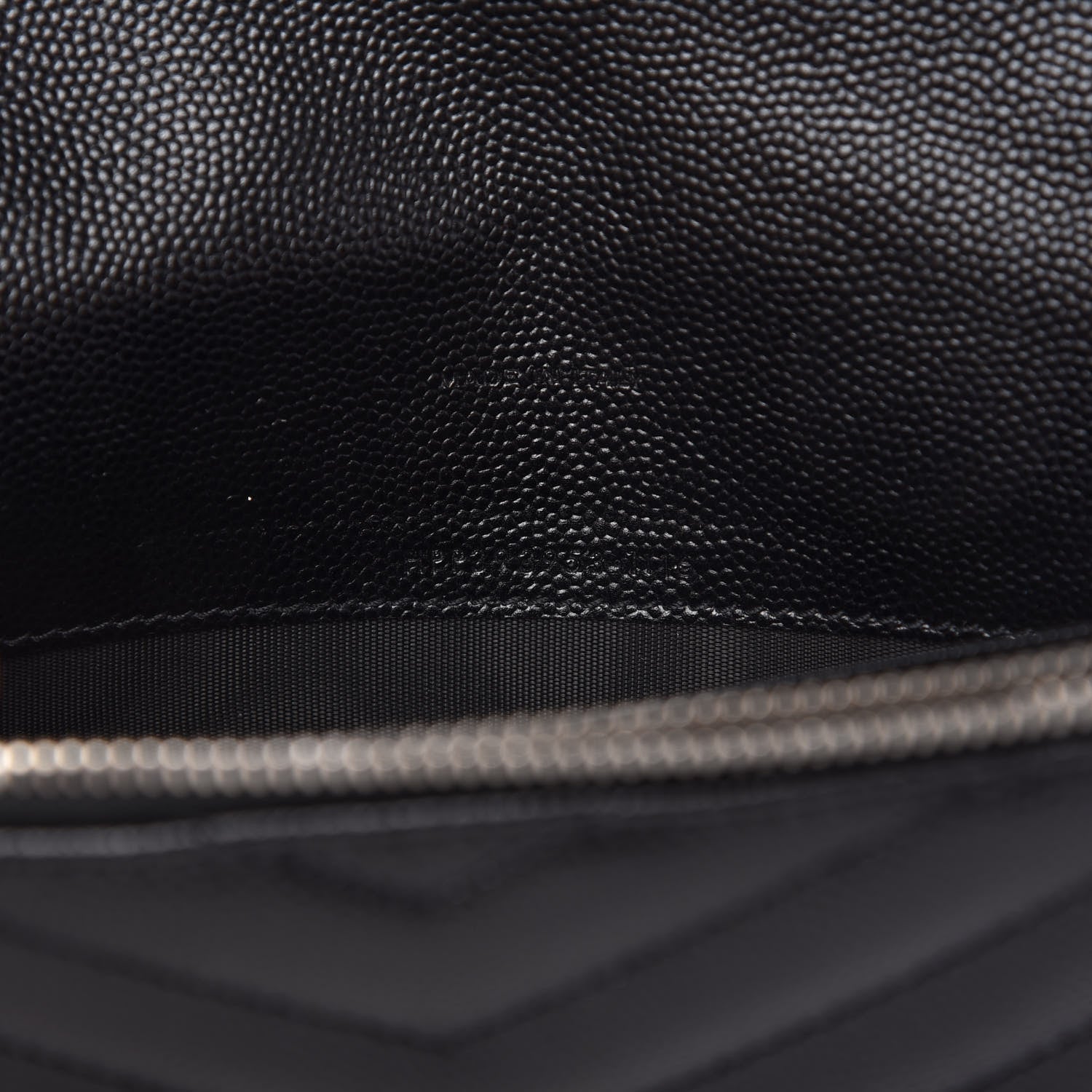Saint Laurent Grain De Poudre Matelasse Chevron Monogram Envelope Chain Wallet Black 10 of 11