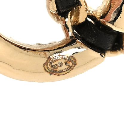 Chanel Pearl Lambskin Chain CC Stud Earrings Gold Black 4 of 4