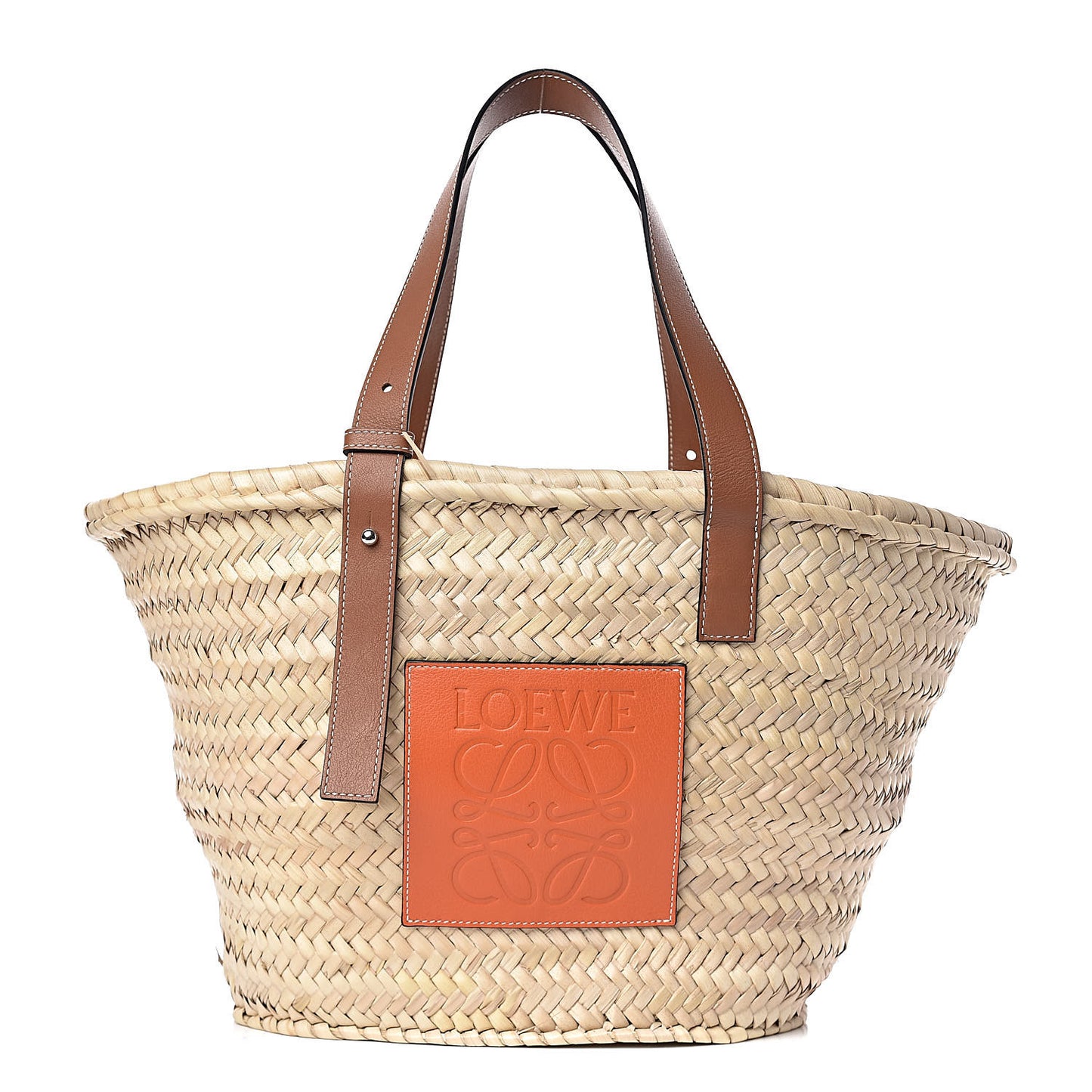 Raffia Basket Tote Bag Natural Tan Orange