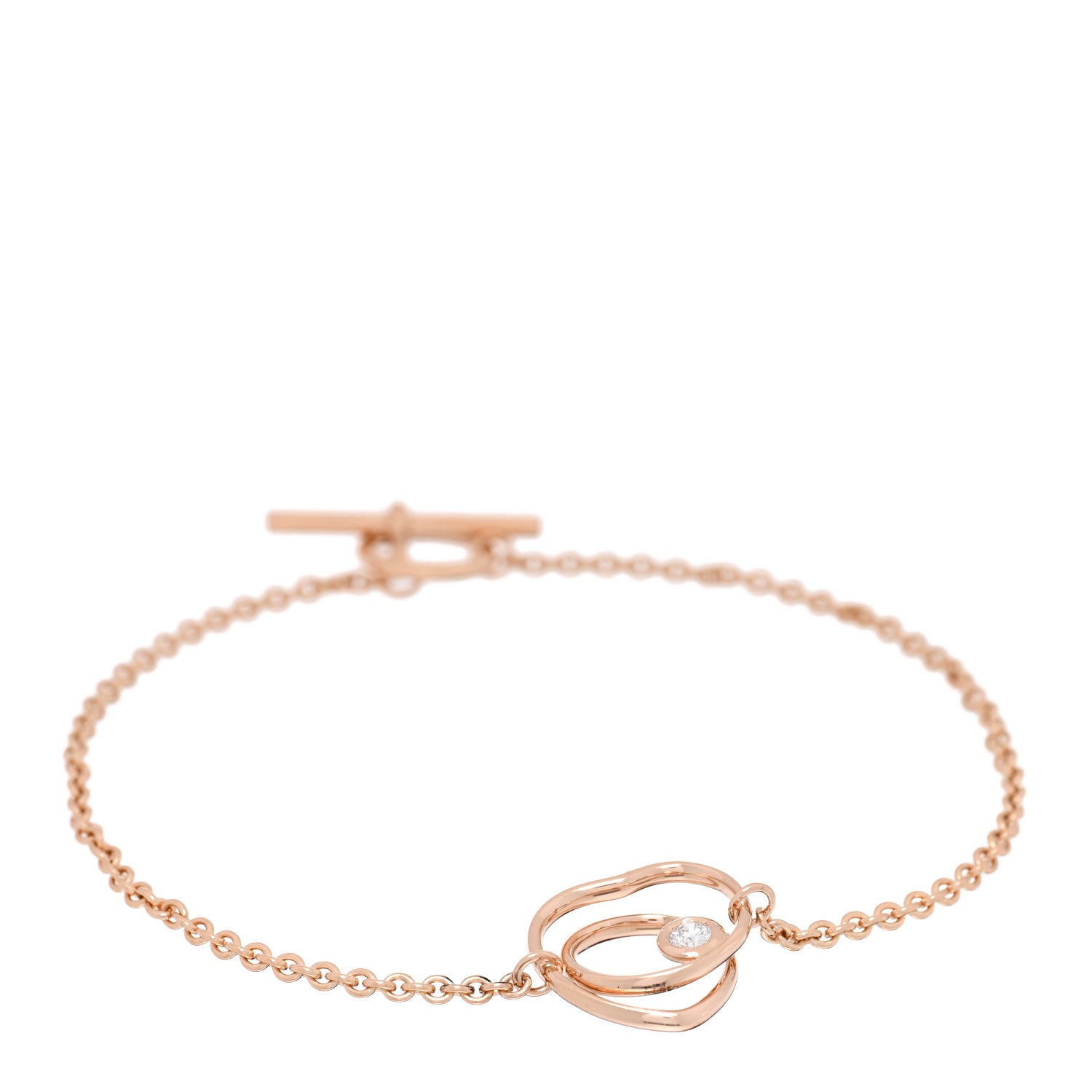 Hermes 18K Rose Gold Diamond TPM Vertige Coeur Bracelet ST 1 of 4