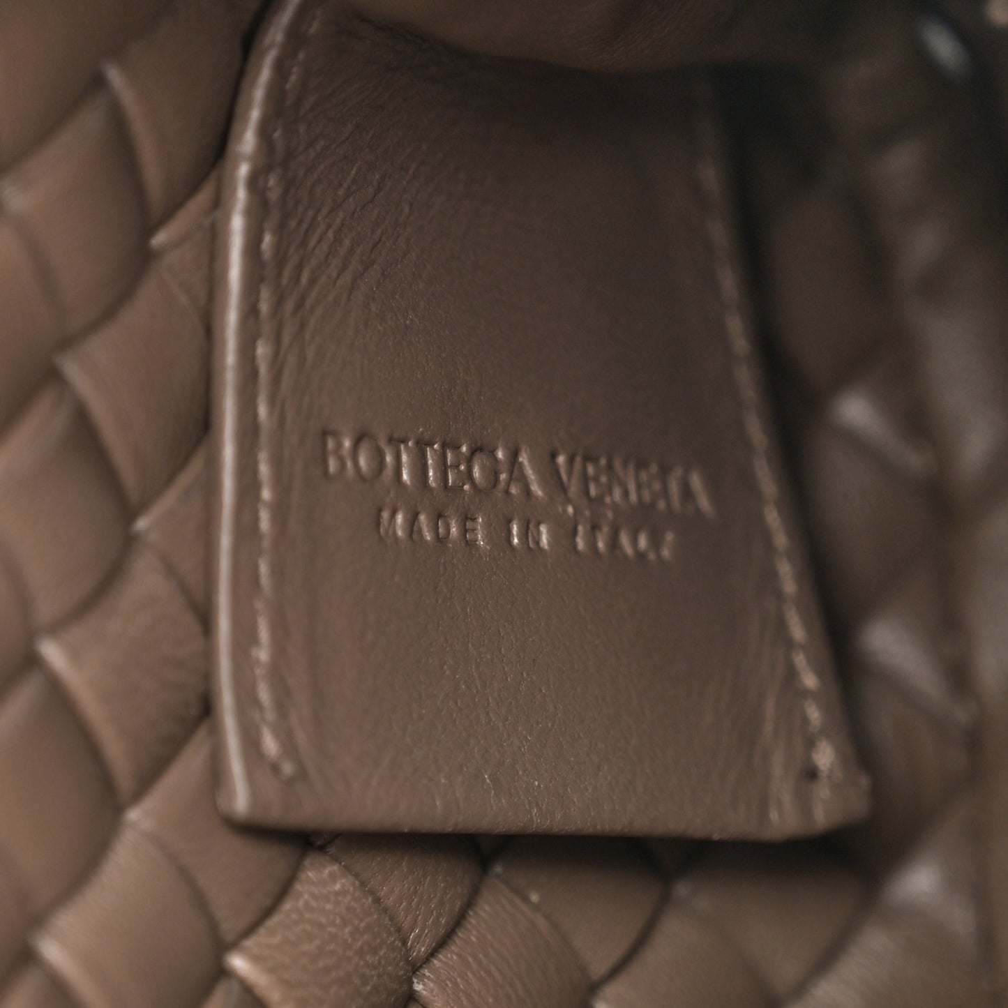 Nappa Intreccio Mini Cobble Shoulder Bag Taupe Grey
