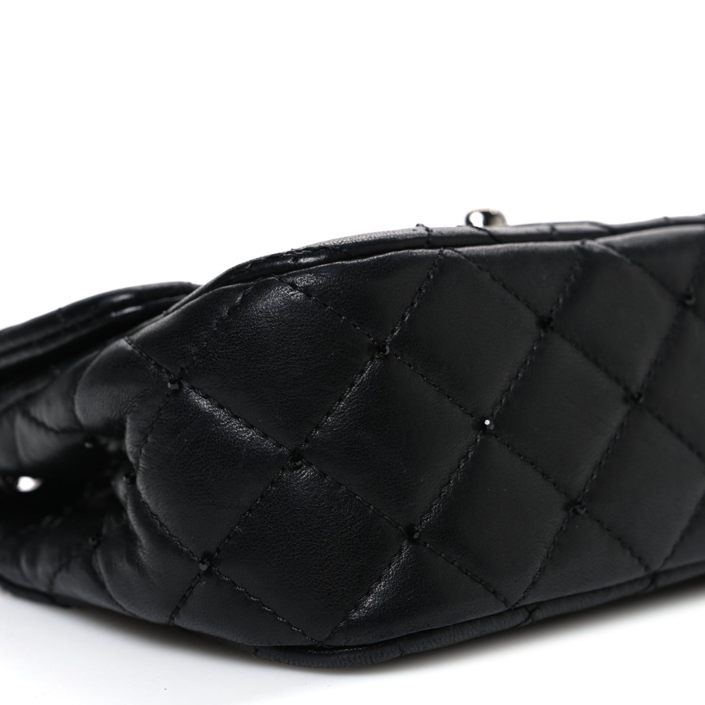 Lambskin Quilted Beaded Extra Mini Rectangular Flap Black