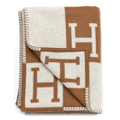 Hermes Wool Cashmere Avalon Blanket Ecru Camel 2 of 4