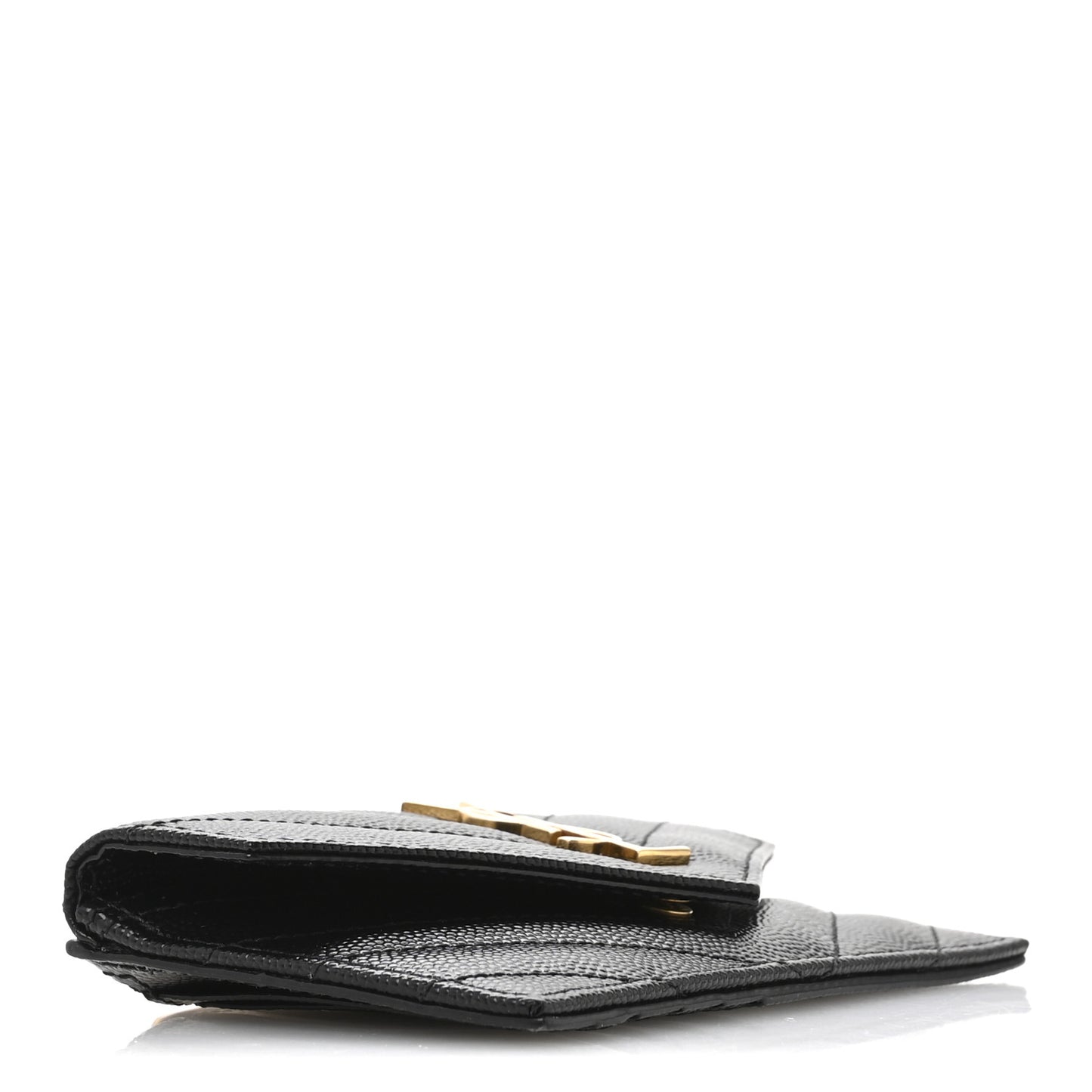 Grain De Poudre Matelasse Chevron Monogram Compact Wallet Black