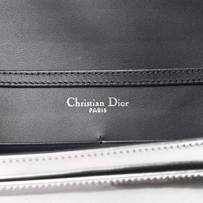 Christian Dior Metallic Patent Micro-Cannage Diorama Wallet on Chain Pouch Silver 6 of 10