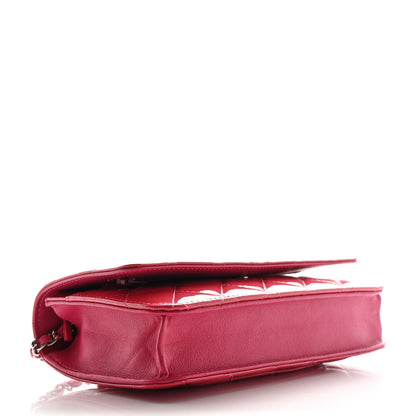 Chanel Patent Calfskin Quilted Wallet On Chain WOC Pink 4 of 12
