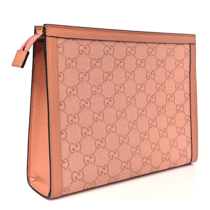 Gucci Monogram Textured Dollar Calfskin Ophidia Pouch Cloche Rose Pink 2 of 9