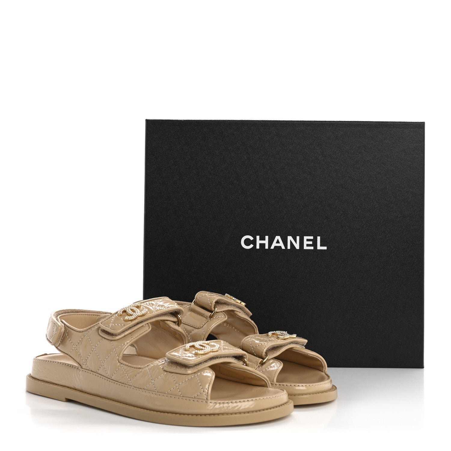 Chanel Crumpled Shiny Lambskin Velcro Dad Sandals 40 Beige 10 of 10