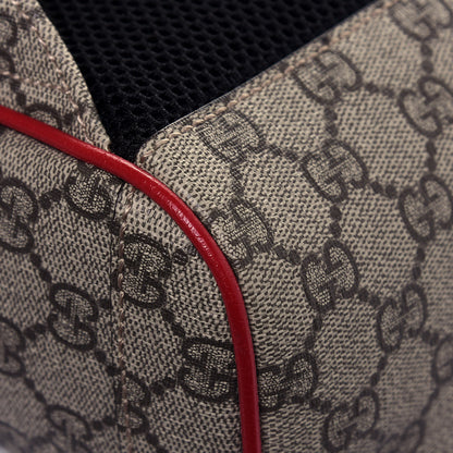 Gucci GG Supreme Monogram Web Bosco Patch Dome Backpack Beige Malva Hibiscus Red 12 of 13