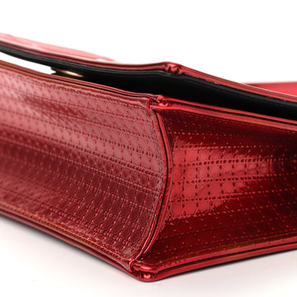 Christian Dior Metallic Patent Micro-Cannage Small Diorama Flap Bag Red 8 of 11
