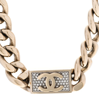 Chanel Crystal Chain Link CC Choker Necklace Gold 4 of 6