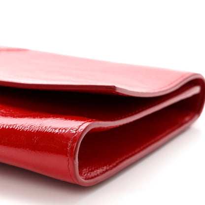 Saint Laurent Textured Patent Monogram Large Belle De Jour Clutch Red 10 of 13