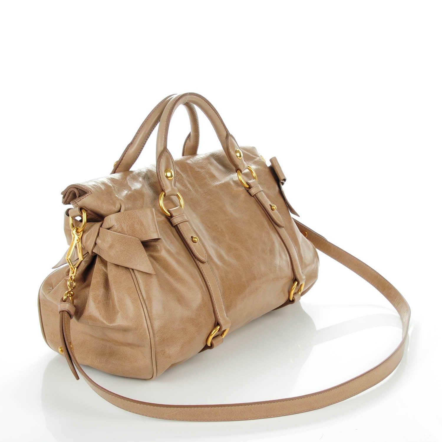miumiu ハンドバッグ Vitello Lux CAMMEO Miu Miu Vitello Lux Large Bow Bag Cammeo 139855 – FASHIONPHILE