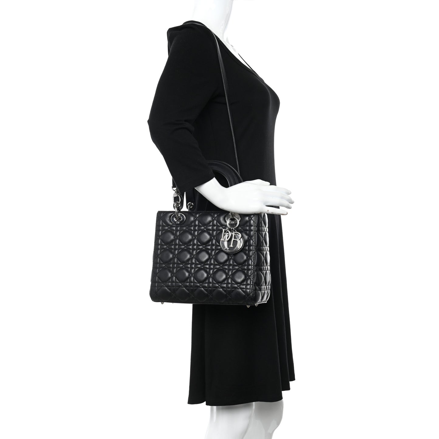 Lambskin Cannage Medium Lady Dior Black