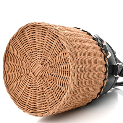 Saint Laurent Calfskin Wicker Small Bahia Bucket Bag Black 10 of 10