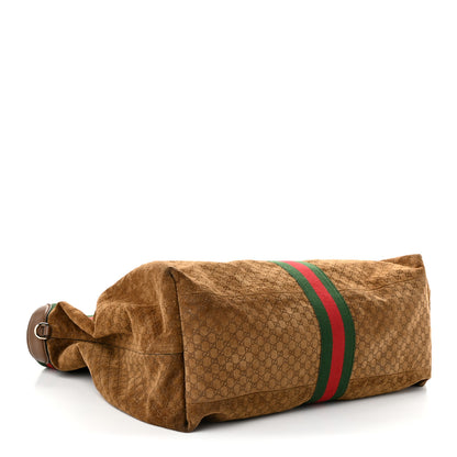 Gucci Suede GG Monogram Web Large Giglio Tote Brown 5 of 11