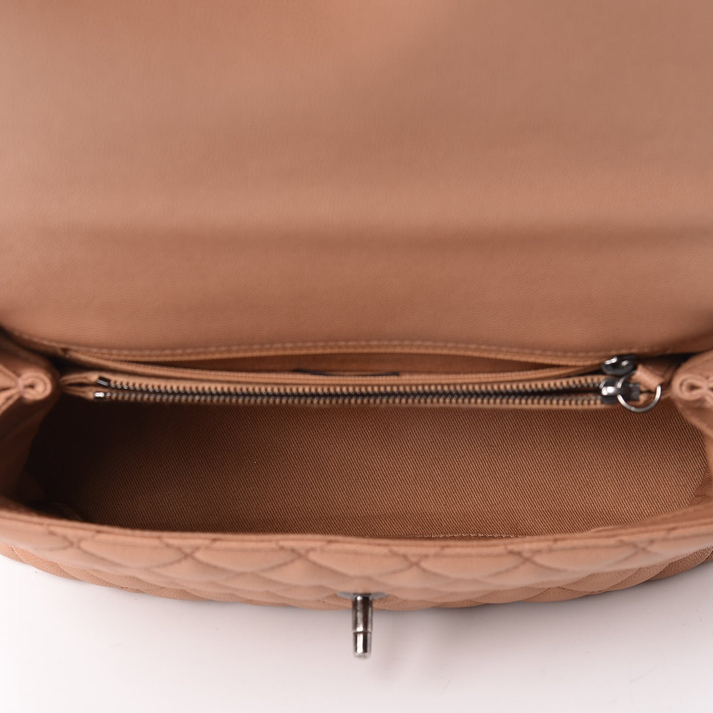 Caviar Quilted Small Coco Handle Flap Camel