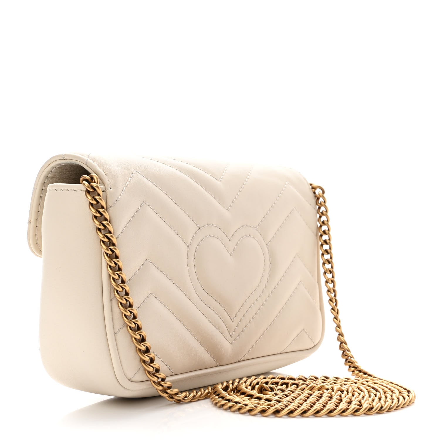 Gucci Calfskin Matelasse Super Mini GG Marmont Shoulder Bag White 3 of 11