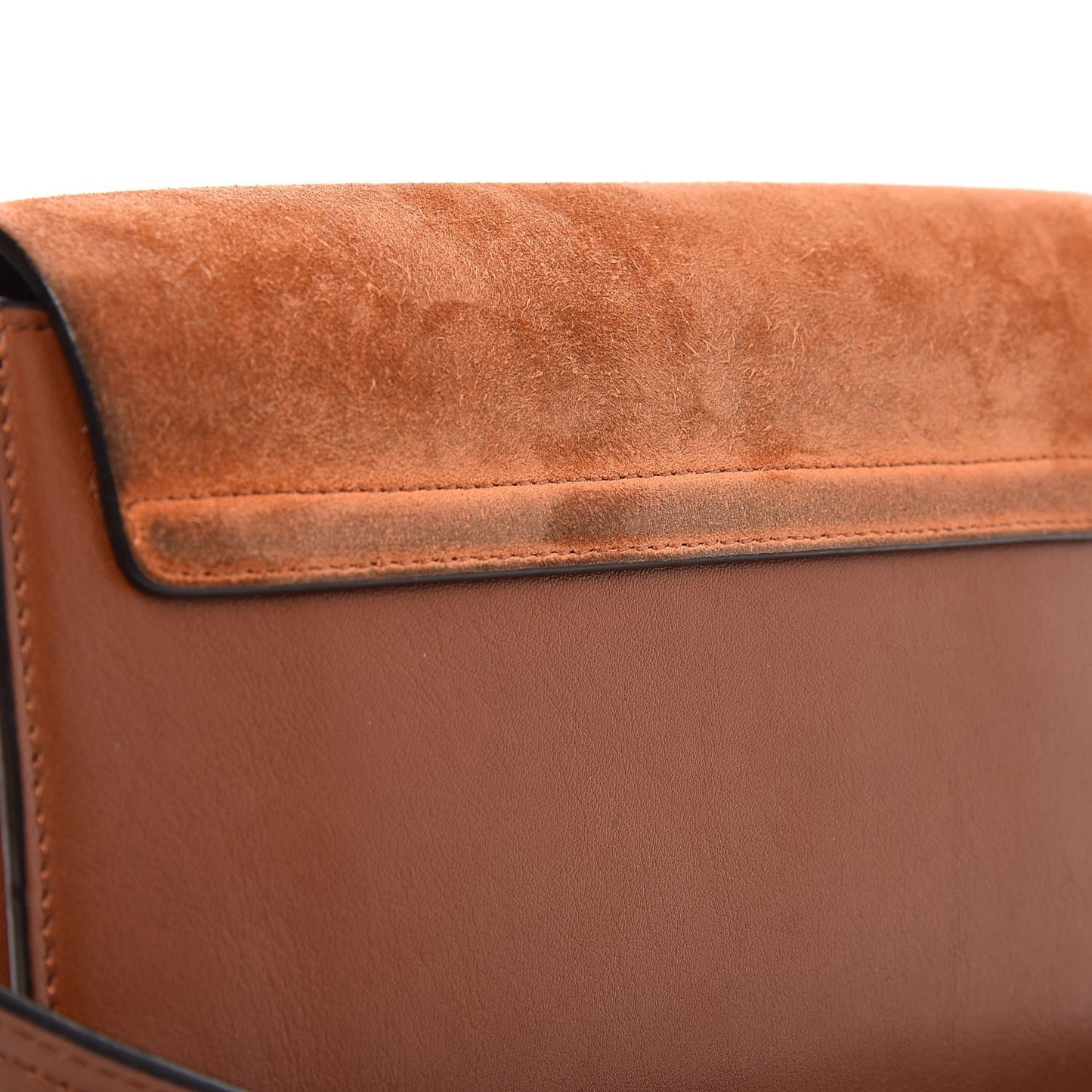 Suede Calfskin Small Faye Shoulder Bag Tobacco