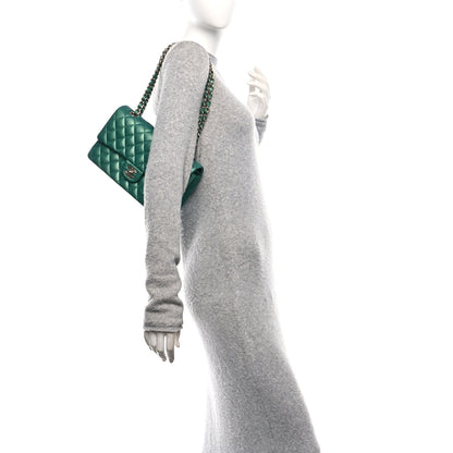 Chanel Iridescent Caviar Quilted Medium Double Flap Green 2 of 12
