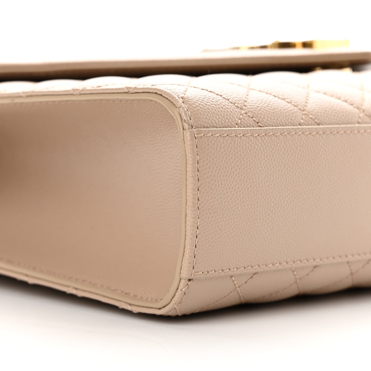 Saint Laurent Grain De Poudre Mixed Matelasse Large Triquilt Monogram Satchel Dark Beige 8 of 11