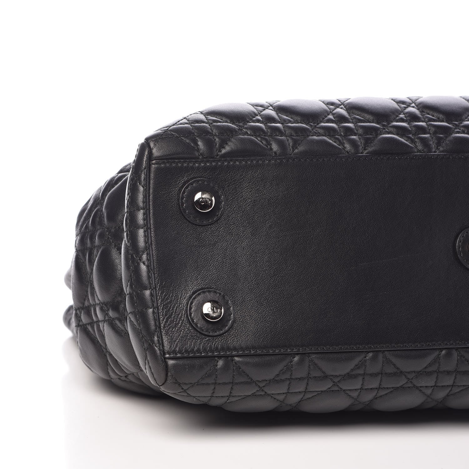Christian Dior Lambskin Cannage Stitched Drawsting Tote Black 5 of 9