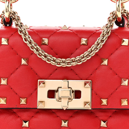 Valentino Garavani Lambskin Micro Rockstud Spike Shoulder Bag Red 7 of 10