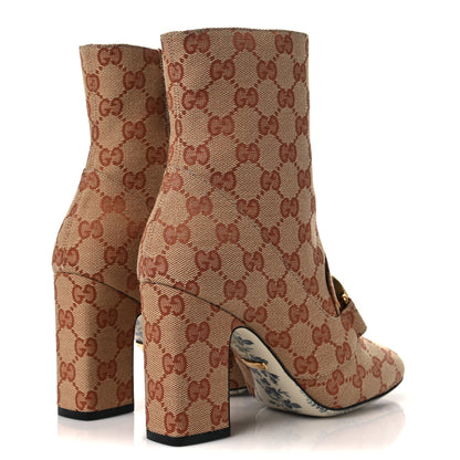 Gucci Monogram Malaga Kid GG Victoire 95mm Ankle Boots 36.5 Beige Ruggine Rust 4 of 7