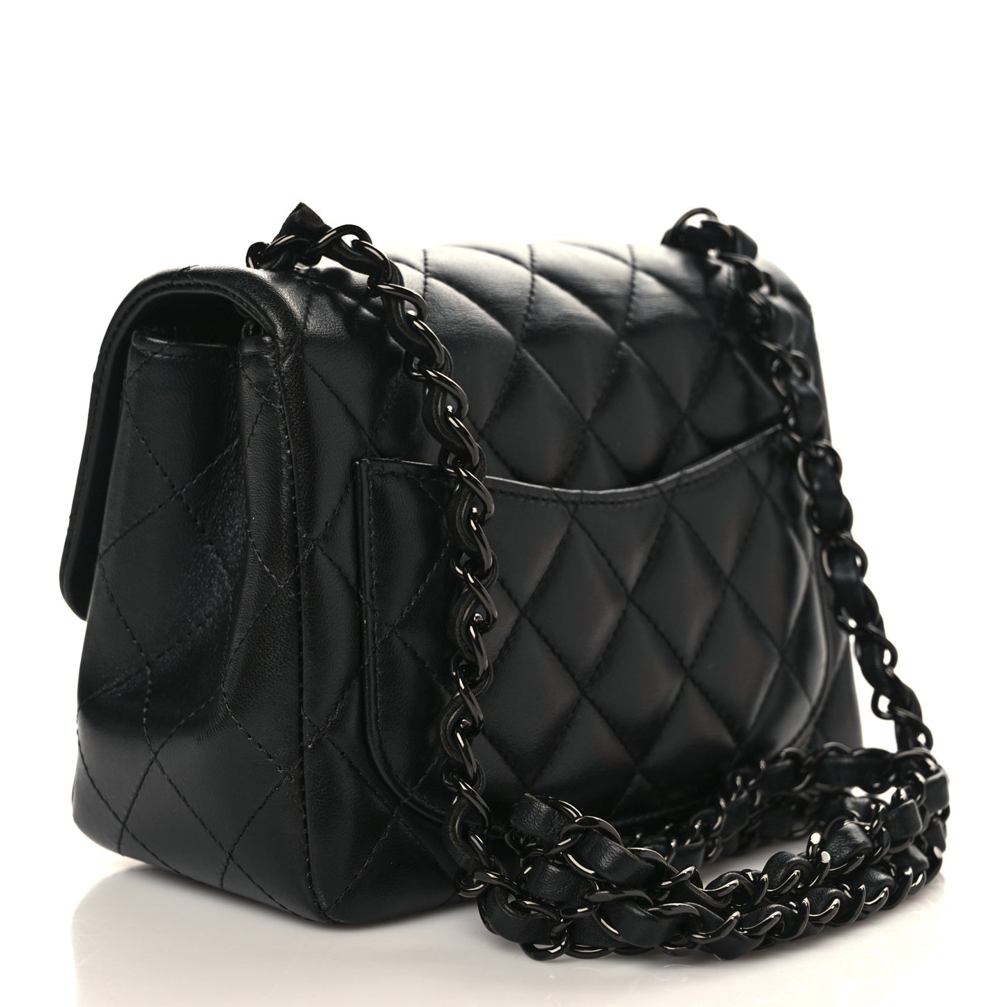 Lambskin Quilted Mini Square Flap So Black