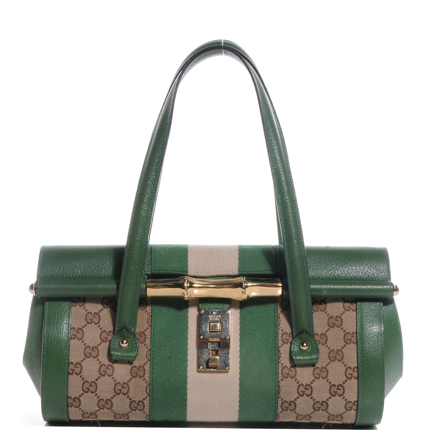 Monogram Web Bamboo Bullet Satchel Green