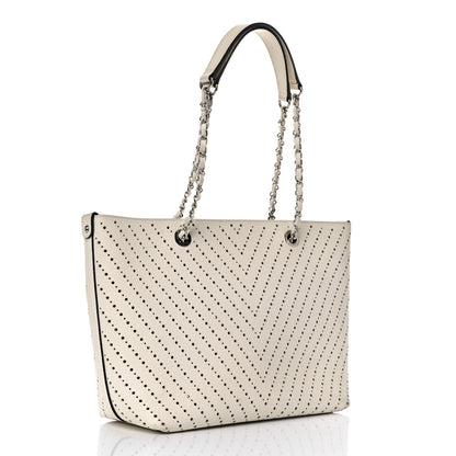 Chanel Perforated Grained Calfskin Small Shopping Tote White 2 of 18