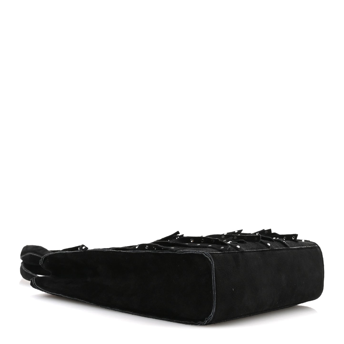 Suede Mini Fringe Tote Black