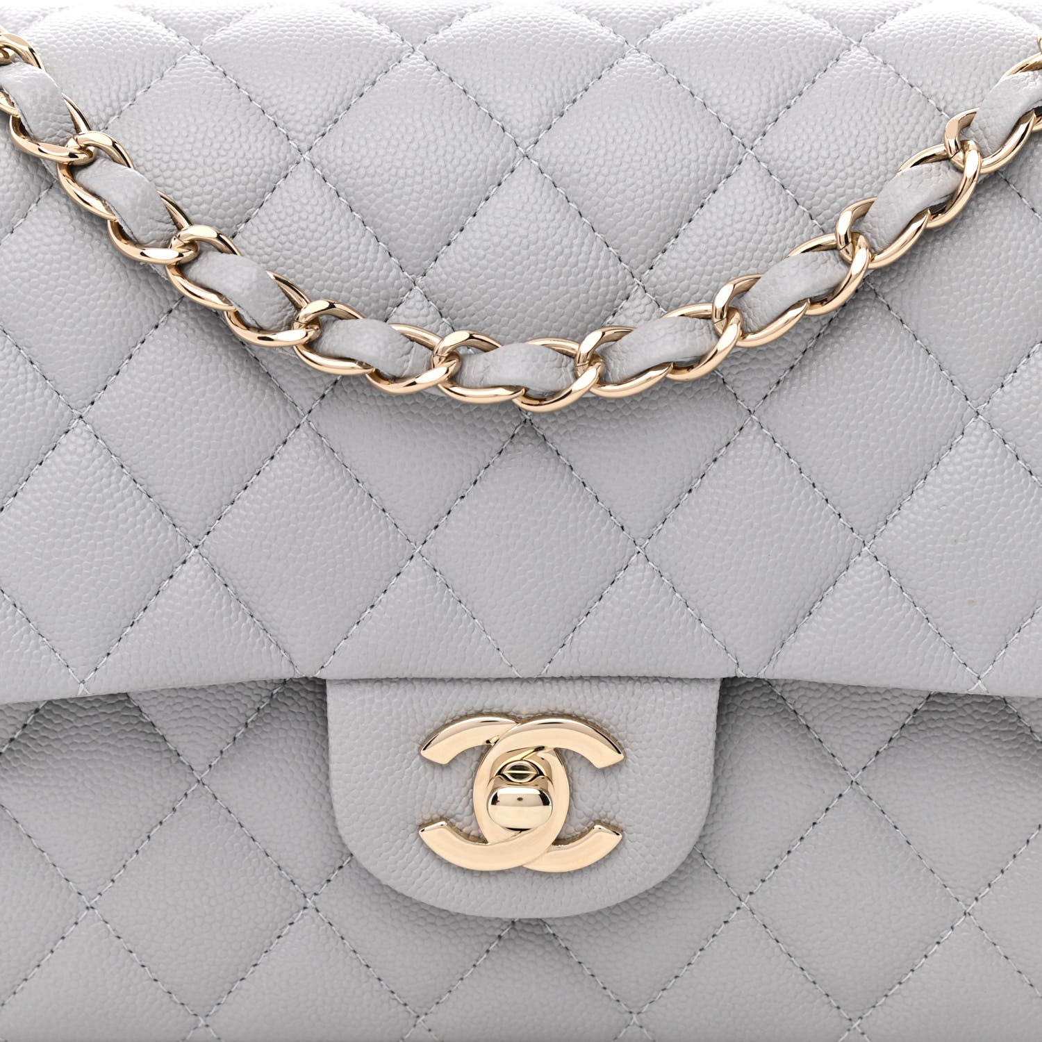 Chanel Caviar Quilted Medium Double Flap Grey 7 of 9