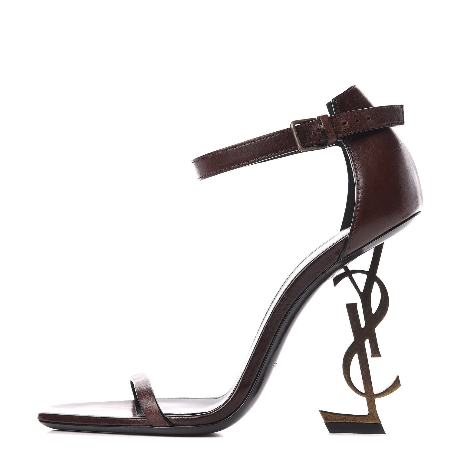 Saint Laurent Calfskin Opyum Sandals 38 Brown 1 of 10