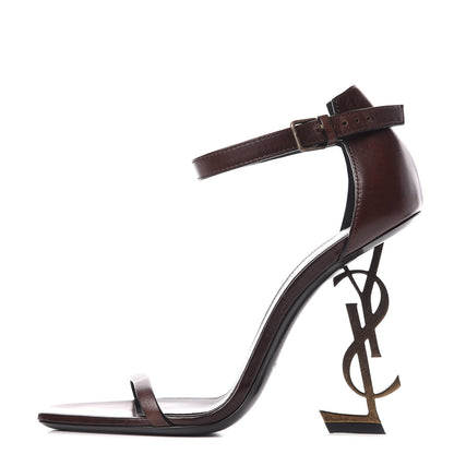 Saint Laurent Calfskin Opyum Sandals 38 Brown 1 of 10