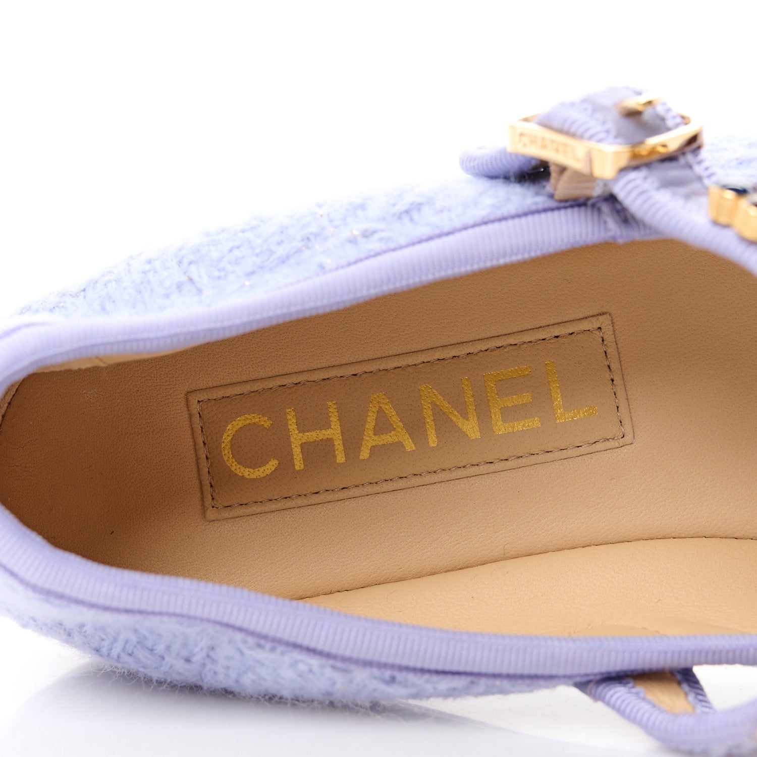 Chanel Wool Tweed Patent Mary Jane Flats 37.5 Lilac 7 of 9