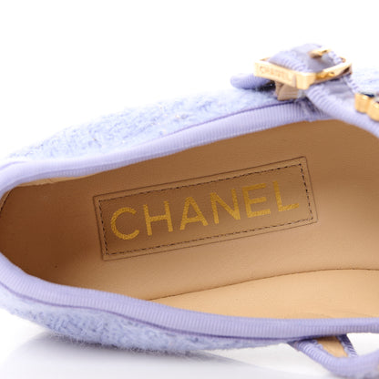 Chanel Wool Tweed Patent Mary Jane Flats 37.5 Lilac 7 of 9