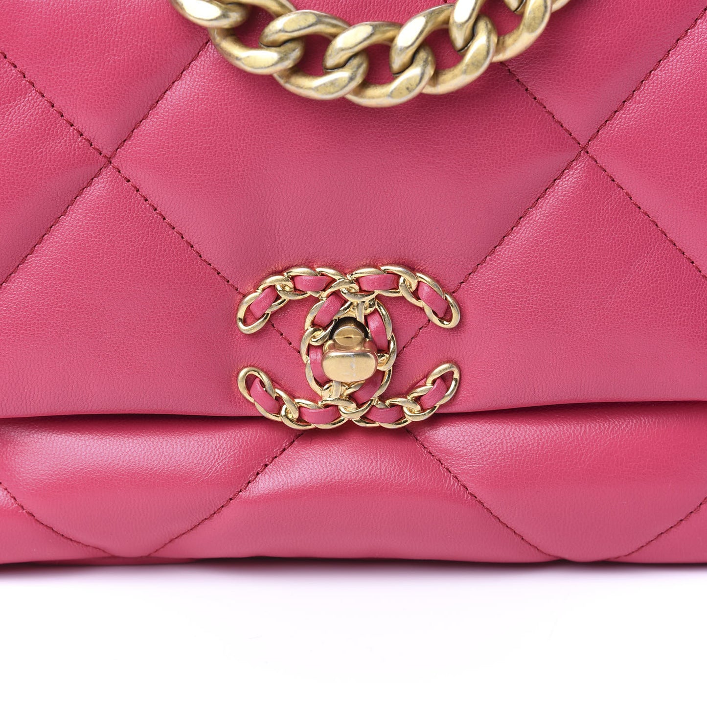 Lambskin Quilted Medium 19 Flap Dark Pink