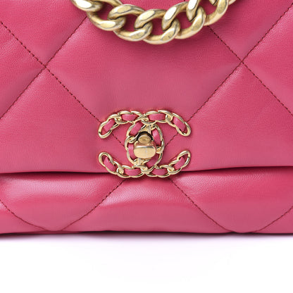 Chanel Lambskin Quilted Medium 19 Flap Dark Pink 10 of 10