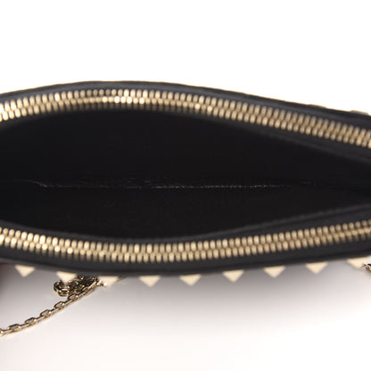 Valentino Garavani Pebbled Calfskin Rockstud Small Chain Shoulder Bag Black 5 of 10