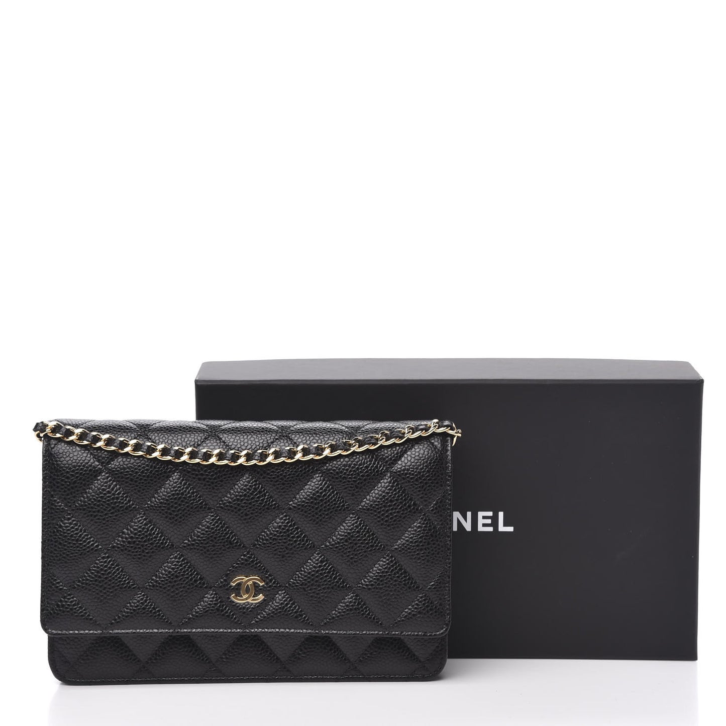 Caviar Quilted Wallet On Chain WOC Black